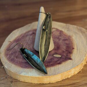 Long Leaf Dangle Earrings: Antique bronze plated. Nickel & lead free, zinc alloy